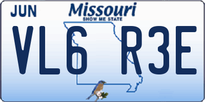 MO license plate VL6R3E