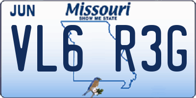 MO license plate VL6R3G