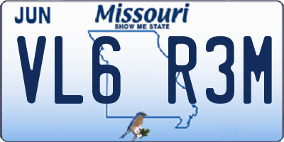 MO license plate VL6R3M