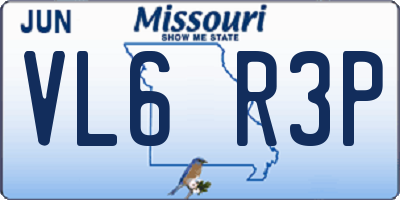 MO license plate VL6R3P