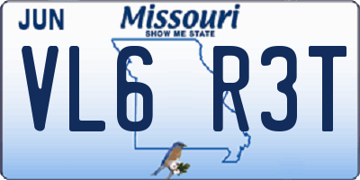 MO license plate VL6R3T