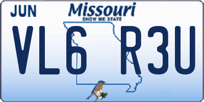 MO license plate VL6R3U