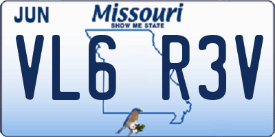 MO license plate VL6R3V