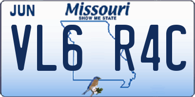 MO license plate VL6R4C