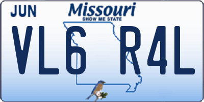 MO license plate VL6R4L