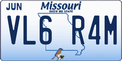 MO license plate VL6R4M