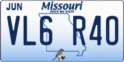 MO license plate VL6R4O