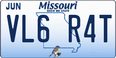 MO license plate VL6R4T