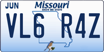 MO license plate VL6R4Z