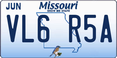 MO license plate VL6R5A