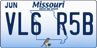 MO license plate VL6R5B