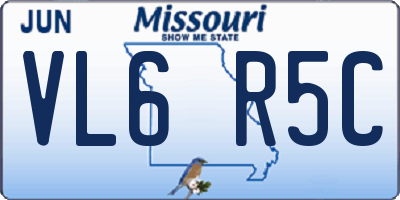MO license plate VL6R5C