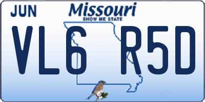 MO license plate VL6R5D