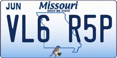 MO license plate VL6R5P