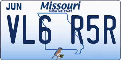 MO license plate VL6R5R