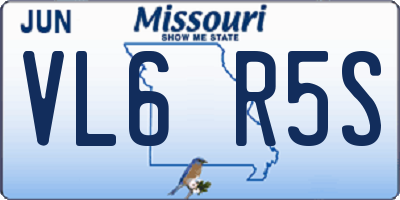 MO license plate VL6R5S