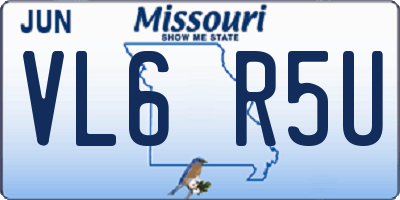 MO license plate VL6R5U