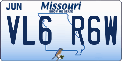 MO license plate VL6R6W