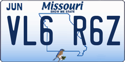 MO license plate VL6R6Z