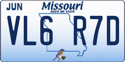 MO license plate VL6R7D