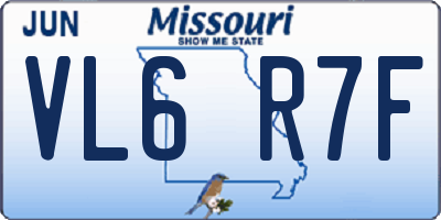 MO license plate VL6R7F