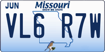 MO license plate VL6R7W