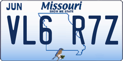 MO license plate VL6R7Z