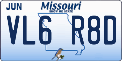 MO license plate VL6R8D