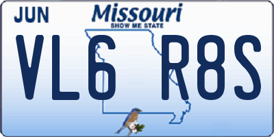 MO license plate VL6R8S