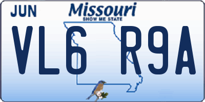 MO license plate VL6R9A
