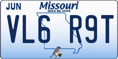 MO license plate VL6R9T