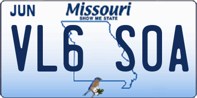 MO license plate VL6S0A
