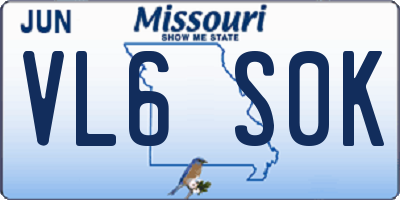 MO license plate VL6S0K