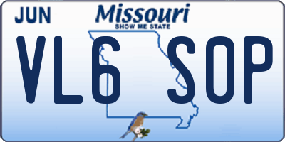 MO license plate VL6S0P