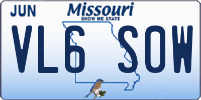 MO license plate VL6S0W