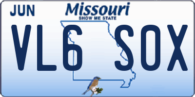 MO license plate VL6S0X
