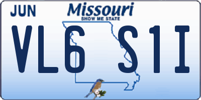 MO license plate VL6S1I