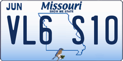 MO license plate VL6S1O