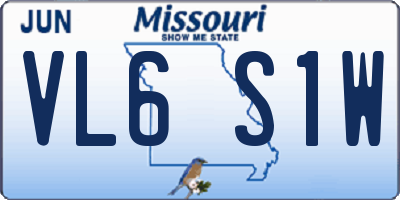 MO license plate VL6S1W