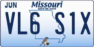 MO license plate VL6S1X