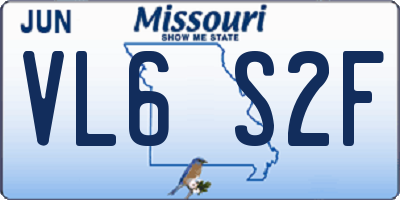 MO license plate VL6S2F