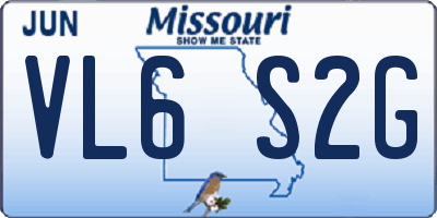 MO license plate VL6S2G