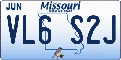 MO license plate VL6S2J