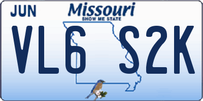 MO license plate VL6S2K