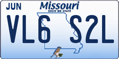 MO license plate VL6S2L