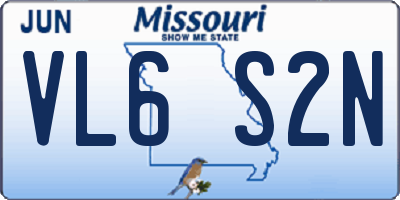 MO license plate VL6S2N