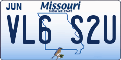 MO license plate VL6S2U