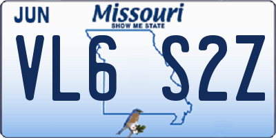MO license plate VL6S2Z