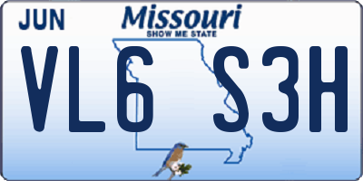 MO license plate VL6S3H