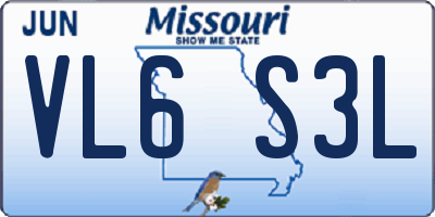 MO license plate VL6S3L